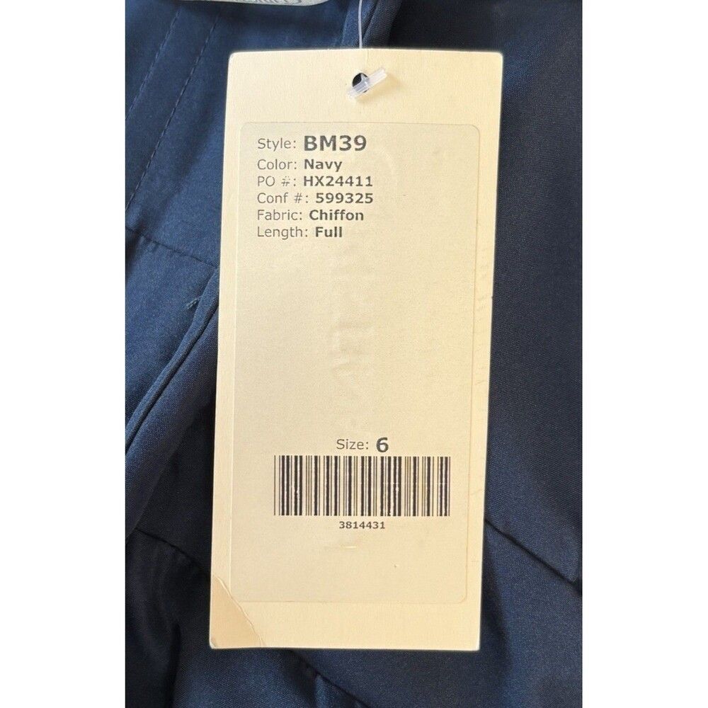 Christina Wu Celebration Navy Chiffon Bridesmaid Dress Size 6 Strapless BM39 NWT - Picture 6 of 7